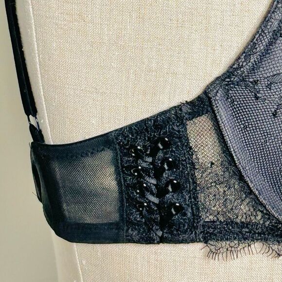Victoria’s Secret Very Sexy Black Lace Corset Push-Up Bra size 32DD - Picture 10 of 15